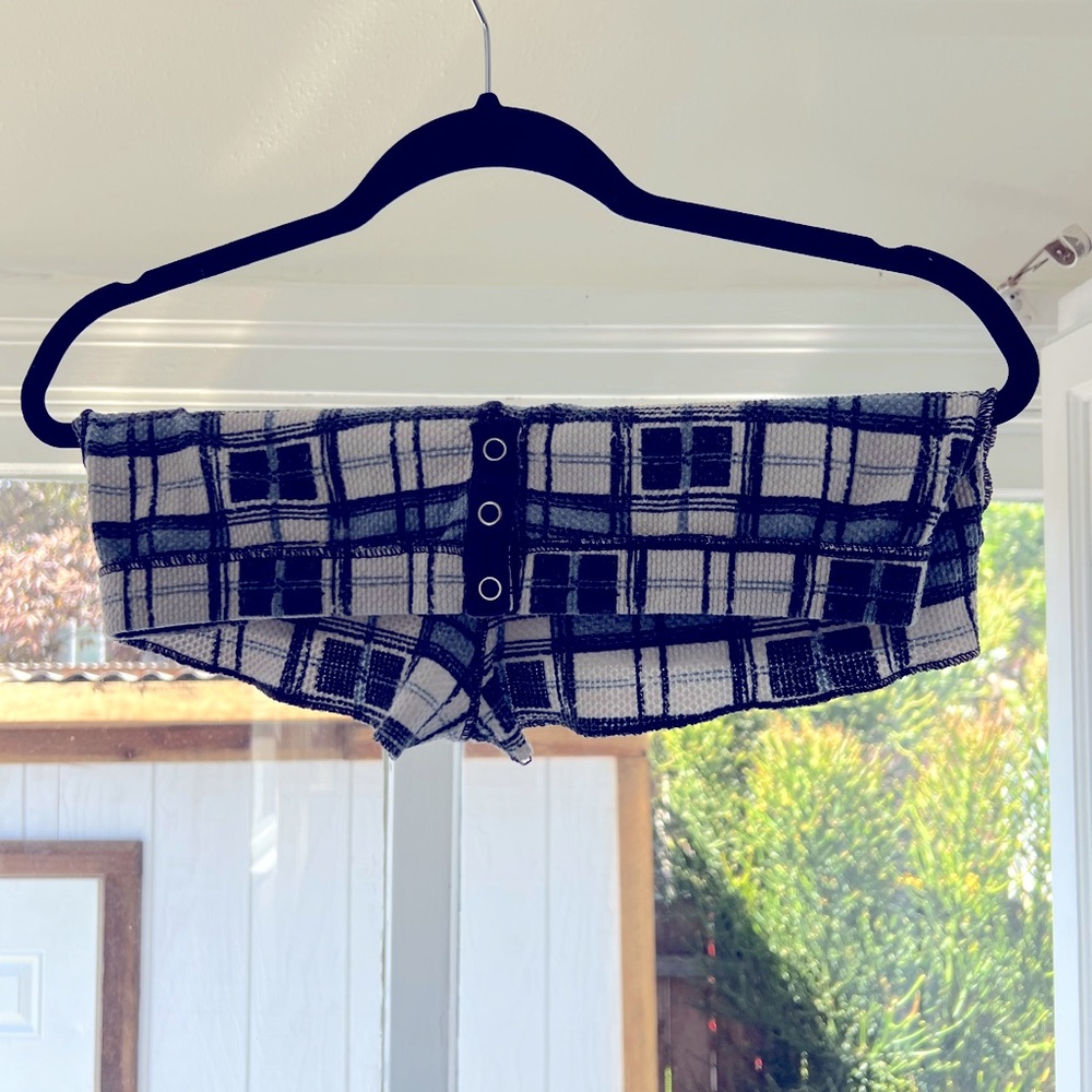 Free people pj bottoms, high waisted shorts. Blue and white size small.